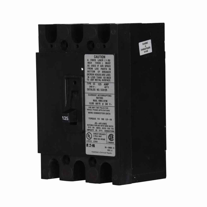Eaton CC3225 BR main breaker kit,Molded case breaker,225 A,10 kAIC,Three-pole,120/240 V,!,#2/0 AWG-300 kcmil Cu/Al,CC,Type ECC Unit enclosure, convertible loadcenters