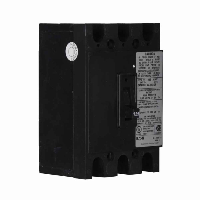 Eaton CC3175 BR main breaker kit,Molded case breaker,175 A,10 kAIC,Three-pole,120/240 V,!,#2/0 AWG-300 kcmil Cu/Al,CC,Type ECC Unit enclosure, convertible loadcenters