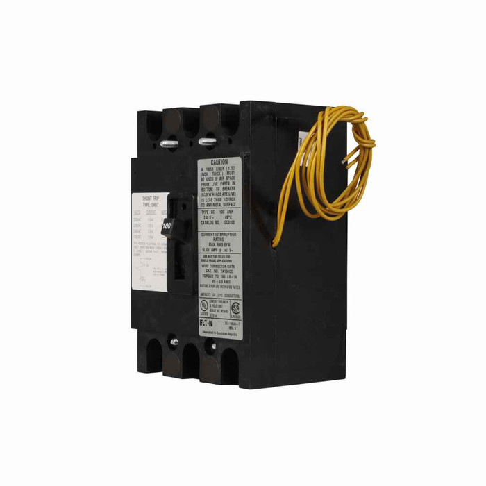 Eaton CC3175SR01 Type CC Molded Case Circuit Breaker, Three-Pole, 175A, 240V, 10 kAIC, #2/0-300 kcmil Cu/Al 60°C or 75°C, 120V Shunt Trip