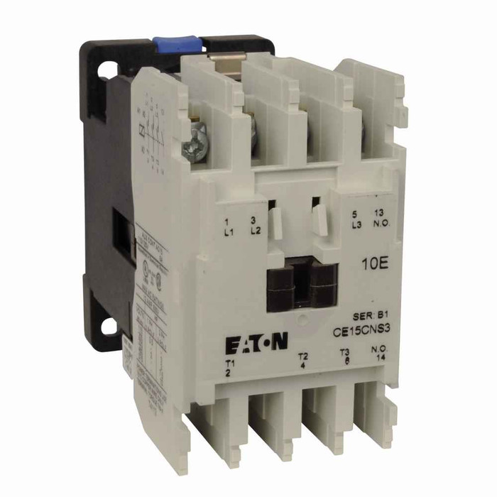 Eaton CE15ANC3KB XT IEC contactor, 7A, 240 Vac, 50 Hz, 1NC, 7A, Frame A, 45mm, 50 Hz, 0.5 hp, Side, Three-pole, Non-reversing, No overload relay, Freedom, Contactor