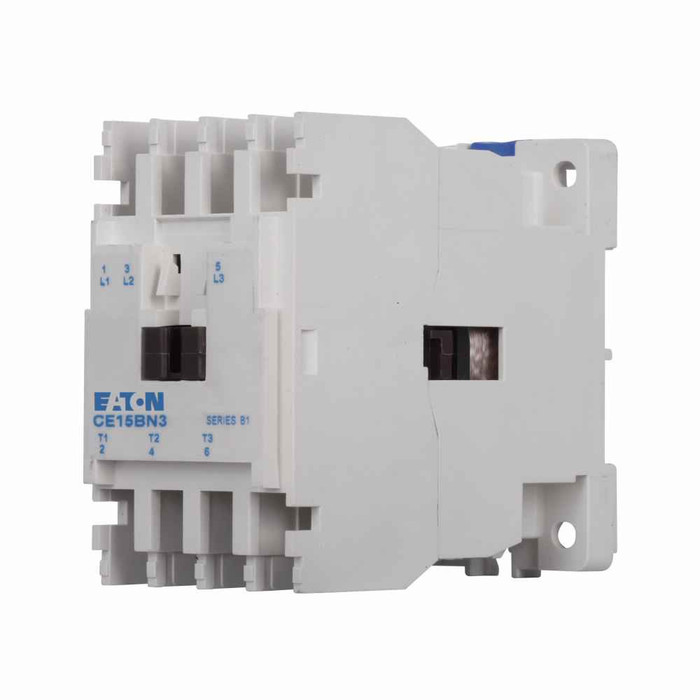 Eaton CE15BN3UB XT IEC contactor, 10A, 24 Vac, 50 Hz, 10A, Frame B, 45 mm, 50 Hz, Steel mounting plate, Three-pole, Non-reversing, No overload relay, Freedom, Contactor
