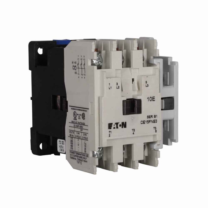 Eaton CE15FN3AB XT IEC contactor, 32A, 110-120 Vac, 50-60 Hz, 32A, Frame F, 90 mm, 50-60 Hz, 2 hp, Steel mounting plate, Three-pole, Non-reversing, No overload relay, Freedom, Contactor