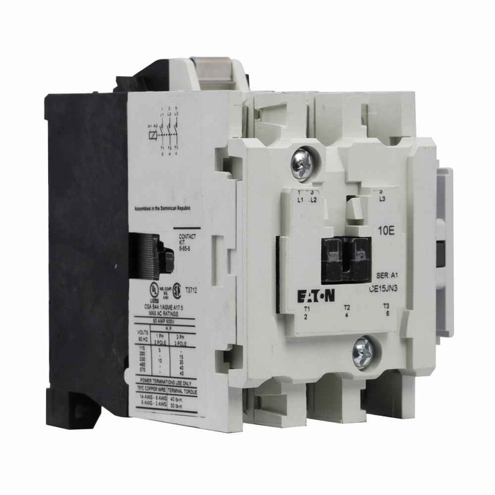 Eaton CE15JNS3TB XT IEC contactor, 60A, 24 Vac, 50-60 Hz, 1NO, 60A, Frame J, 60 Hz, Side, Three-pole, Non-reversing, Freedom, Contactor, No overload relay