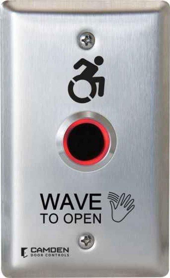 Camden Camden ValueWave CM-221 Series/A42 Hand Icon/'Wave to Open' Text/Active Wheelchair Symbol Faceplate Touchless Switch CM-221-A42