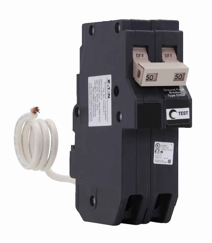 Eaton CH235GFTT3 CH GFCI circuit breaker,Ground fault circuit breaker,Ring lug terminal,35 A,10 kAIC,Two-pole,120/240 V,CH,Common,Plug-on,#14-4 AWG,Ground fault circuit interrupter,GFI