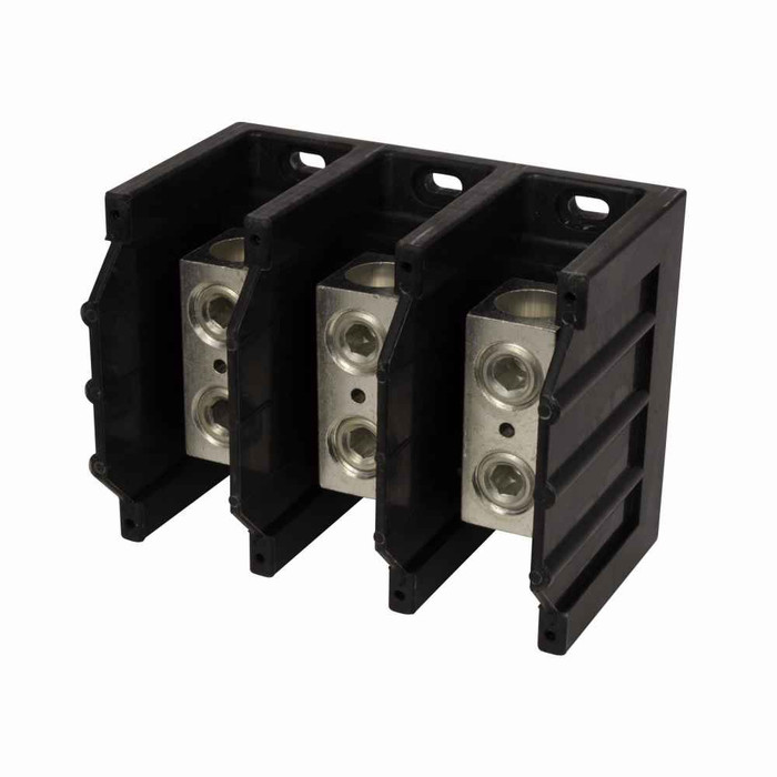Eaton CH16321-3 Power Distribution Terminal Block, 600V, 175A, 2/0-14Cu/Al line, (6) 4-14Cu/8Al load, Three-pole