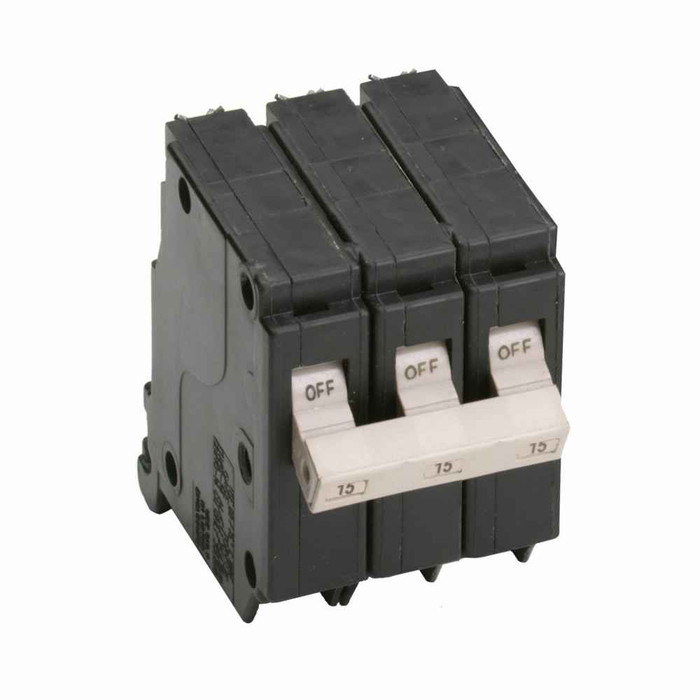 Eaton CH315 CH thermal magnetic circuit breaker,Type CH 3/4-Inch standard circuit breaker,15 A,10 kAIC,Three-pole,240V,CH,Common breaker trip,#14-6 AWG Cu/Al,CH,Type CH Loadcenters