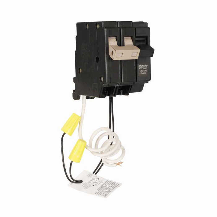 Eaton CH220SWST CH thermal magnetic circuit breaker,Type CH 3/4-Inch neutral switching circuit breaker,20 A,10 kAIC,Two-pole,120V,CH,Common breaker trip,#14-8 AWG Cu/Al,CH,Type CH Loadcenters,Switching neutral,Standard T,Shunt trip included