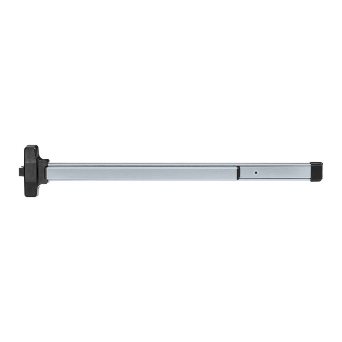 Falcon 19-R Series Grade 1 Rim Exit Device, Exit Only, Narrow Stile, 48-inch Pushpad - Aluminum Anodized (US28) finish, side profile view