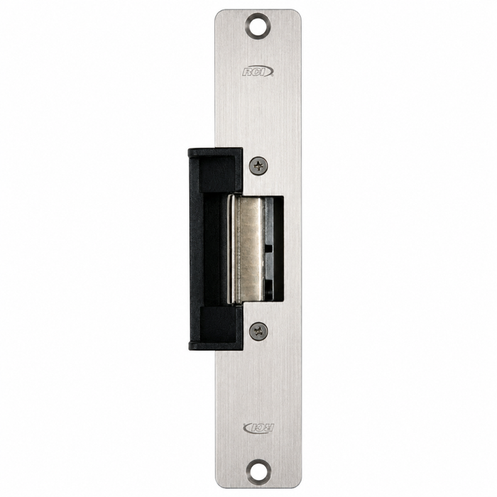 RCI 4308 Electric Strike with 7-15/16" Round Corner Faceplate for 3/4" Projection Latches