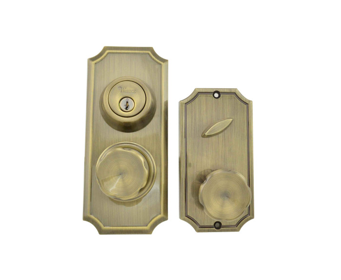 Weslock Weslock 1501 Unigard Premiere Interconnected Entry Handleset with Eleganti Knob, 2-3/8" Latch and Round Corner Strikes WES-1501E