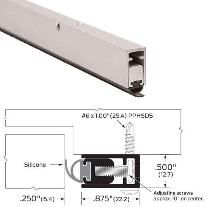 Zero International Zero 870 Aluminum Clear Anodized Jamb-Applied Adjustable Silicone Sealing System 870AA