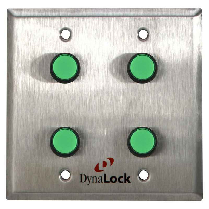 DynaLock DynaLock 6145A Four Pushbuttons, 2 Gang, Alternate-Action SPDT, 6000 Series - Pushbuttons DYK-6145A