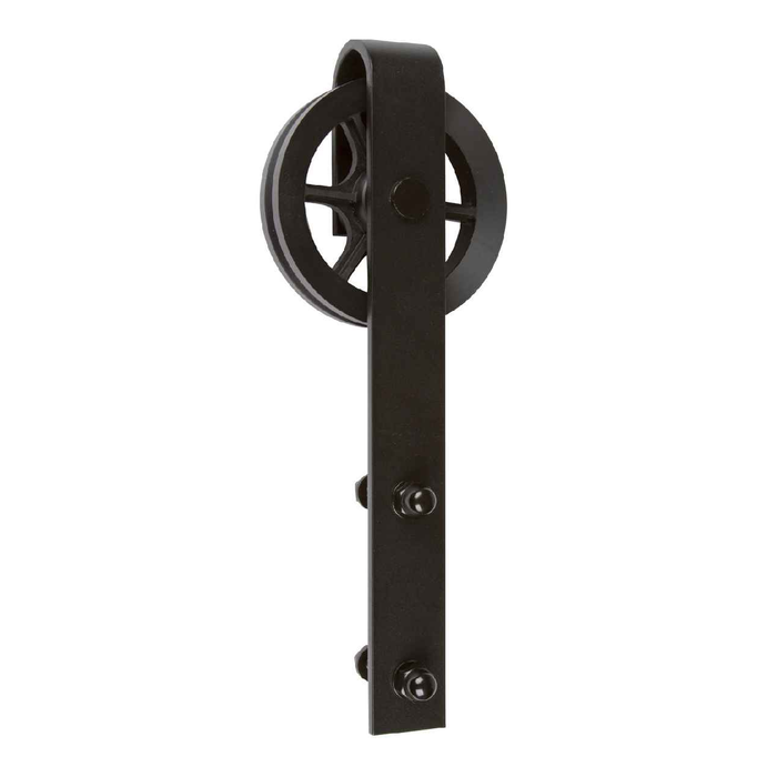 Delaney 5000 Series - Wagon Wheel Sliding Barn Door Hardware Kit, US19 Black Finish