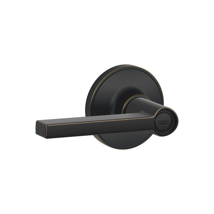 Schlage J40 Solstice Privacy Lever, 716 Aged Bronze finish, Kinsler round rose