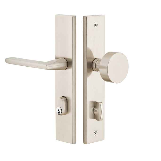 Emtek 8042 STRETTO Narrow Trim Lockset, 2" x 10" Modern Rectangular Keyed, Brass Tubular, Dummy (Pair)