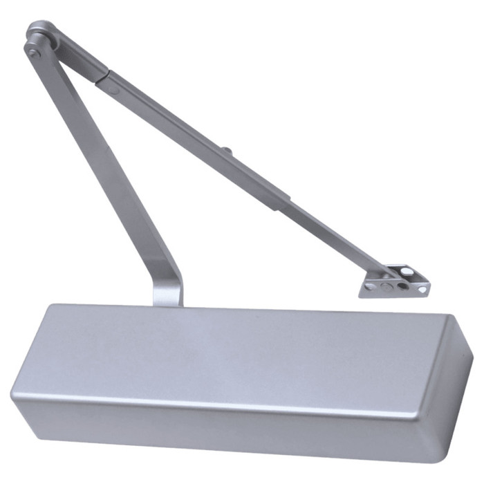 Falcon SC71A Series Heavy-Duty Surface-Mount Door Closer, 689 Aluminum finish, parallel arm, cast aluminum body