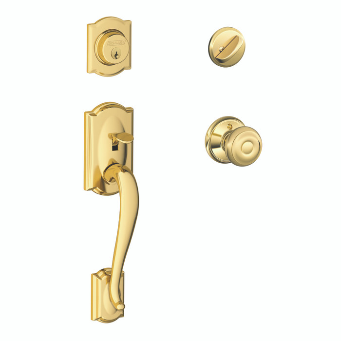 Schlage Residential F60 - Camelot Sectional Single Cylinder Keyed Entry Handleset with Georgian Knob