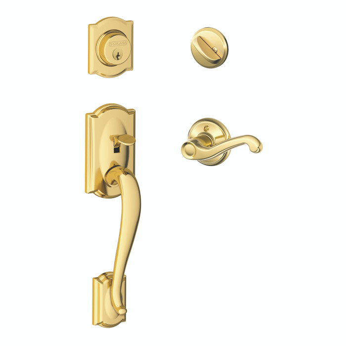 Schlage Residential F60 - Camelot Sectional Single Cylinder Keyed Entry Handleset with Flair Lever