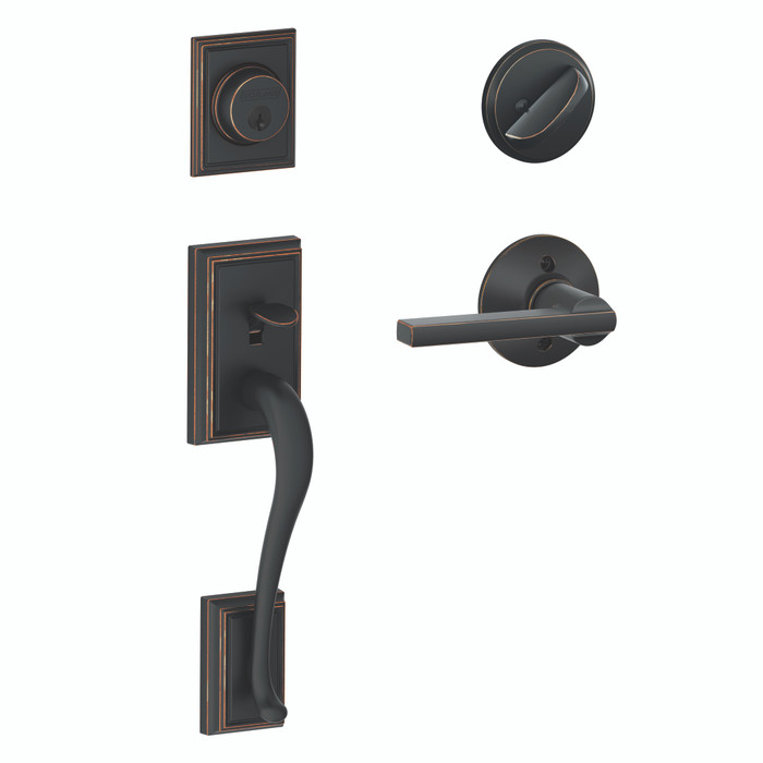 Schlage Residential F60 - Addison Sectional Single Cylinder Keyed Entry Handleset with Latitude Lever