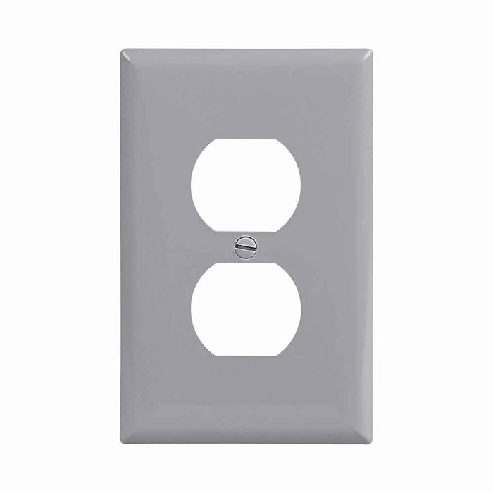 Eaton PJ8GY Duplex receptacle wallplate, Gray, Duplex receptacle Cutout, Polycarbonate, Single- gang, Mid-size