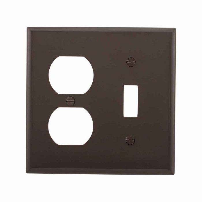 Eaton PJS2B Screwless wallplate, Screwless, Brown, Toggle Cutout, Polycarbonate, Two- gang, Mid-size
