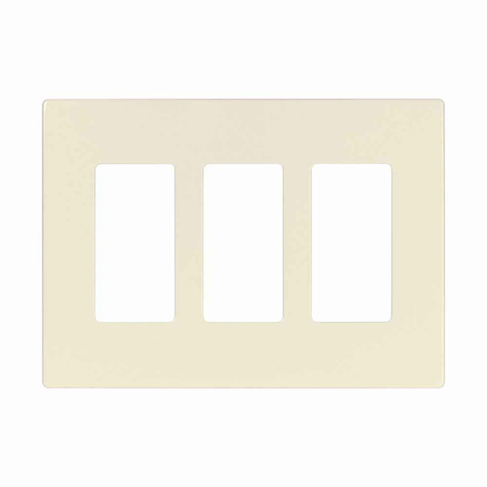 Eaton PJS263LA Screwless wallplate, Screwless, Lt. Almond, Decorator Cutout, Polycarbonate, Three- gang, Mid-size