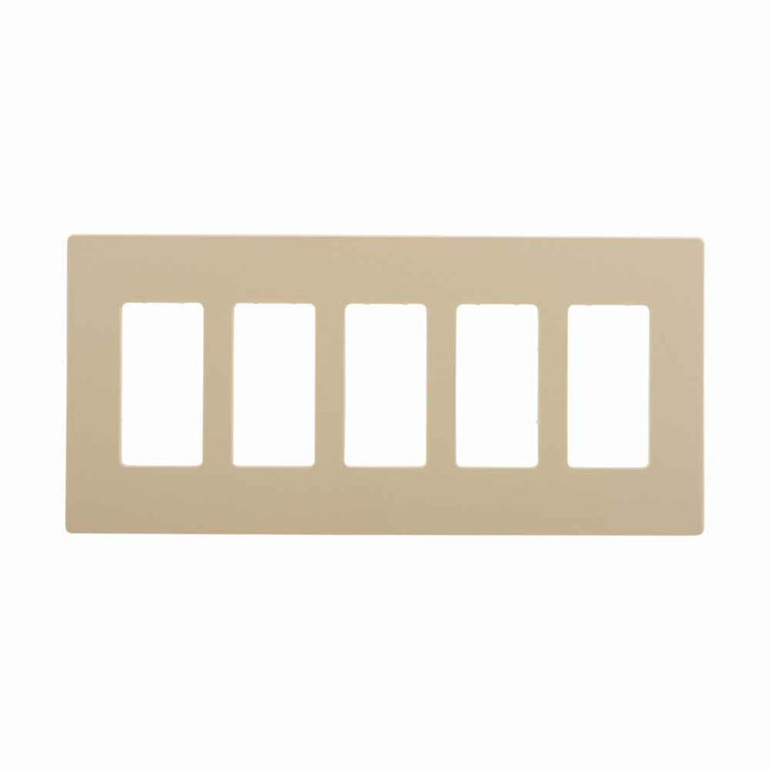 Eaton PJS265V Screwless wallplate, Screwless, Ivory, Decorator Cutout, Polycarbonate, Five- gang, Mid-size