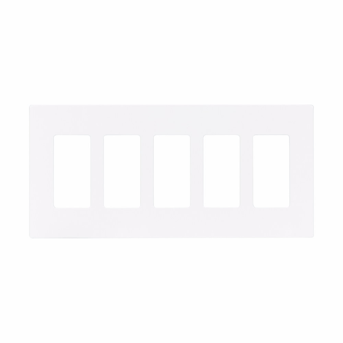 Eaton PJS265W Screwless wallplate, Screwless, White, Decorator Cutout, Polycarbonate, Five- gang, Mid-size