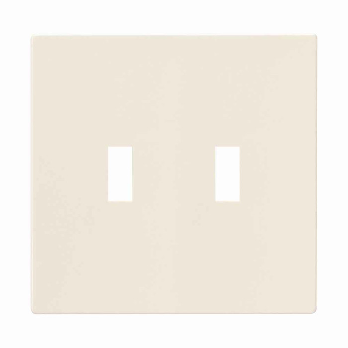 Eaton PJS2LA2 Screwless wallplate, Screwless, Almond, Toggle Cutout, Polycarbonate, 02- gang, Mid-size