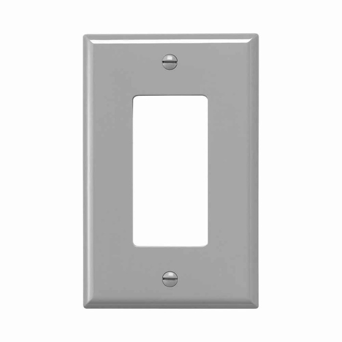 Eaton PJ26GY Decorator / GFCI wallplate, Gray, Decorator Cutout, Polycarbonate, Single- gang, Mid-size