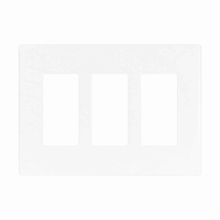 Eaton PJS263W Screwless wallplate, Screwless, White, Decorator Cutout, Polycarbonate, Three- gang, Mid-size