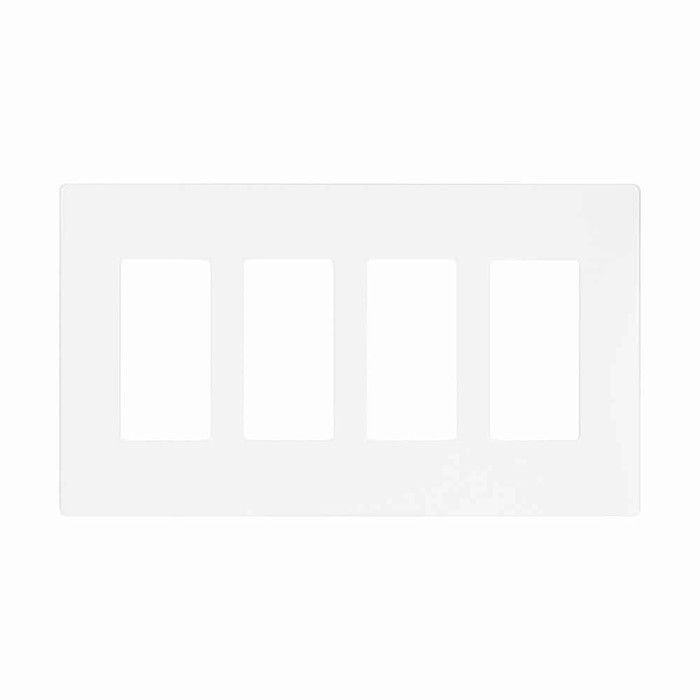 Eaton PJS264W Screwless wallplate, Screwless, White, Decorator Cutout, Polycarbonate, Four- gang, Mid-size