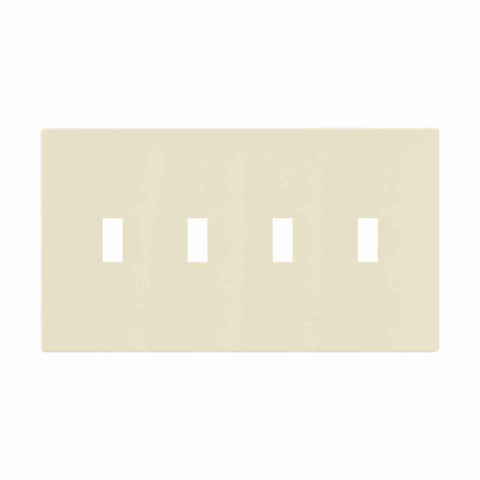 Eaton PJS4A Screwless wallplate, Screwless, Almond, Toggle Cutout, Polycarbonate, Four- gang, Mid-size