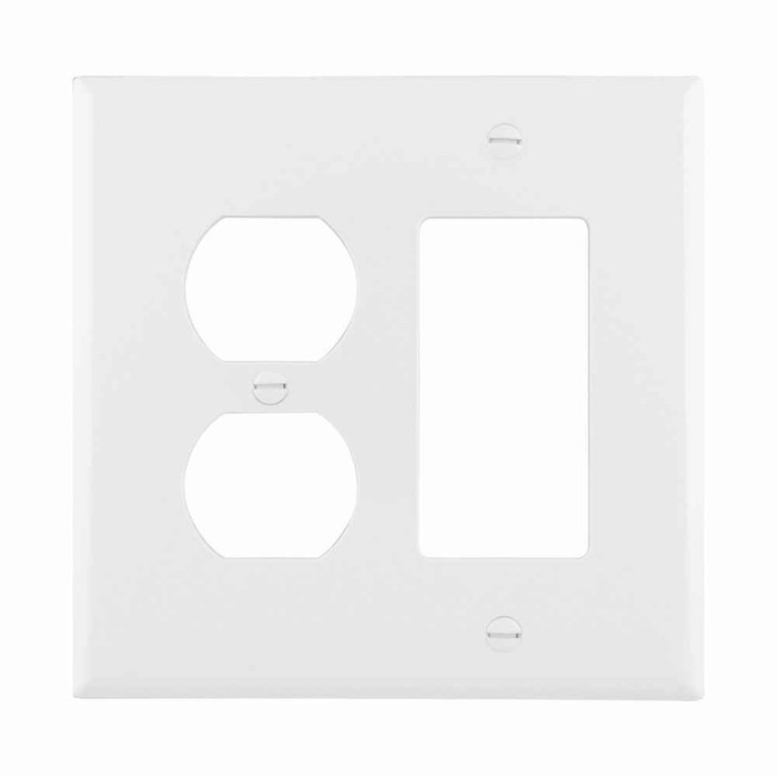 Eaton PJ826W-SP-L2 combination wallplate, Wallplate 2G Dup/Deco Combo Poly Mid WH, Retail box Eaton PJ826W-SP-L2 combination wallplate, Wallplate 2G Dup/Deco Combo Poly Mid WH, Retail box