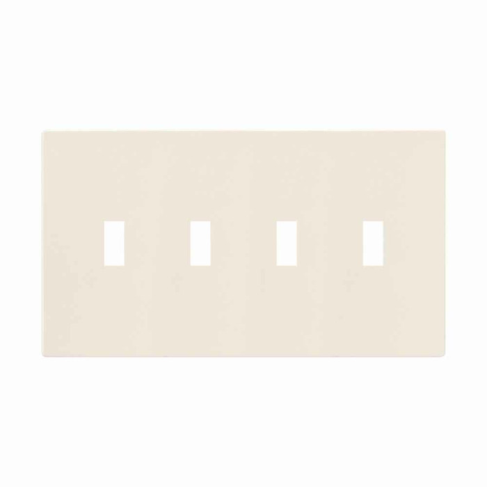 Eaton PJS4LA Screwless wallplate, Screwless, Lt. Almond, Toggle Cutout, Polycarbonate, Four- gang, Mid-size