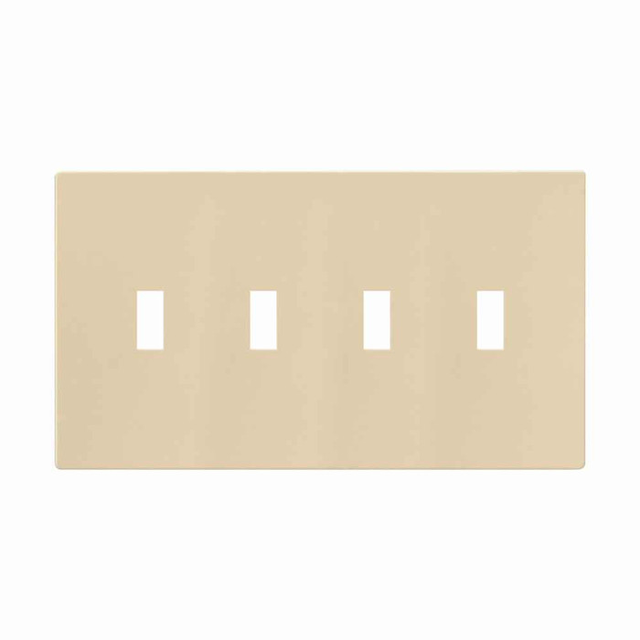 Eaton PJS4V Screwless wallplate, Screwless, Ivory, Toggle Cutout, Polycarbonate, Four- gang, Mid-size
