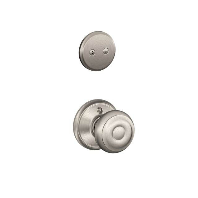 Schlage F94 Georgian Knob One-Sided Dummy Interior Pack in Satin Nickel (619) — knob and interior rose shown, exterior handleset sold separately