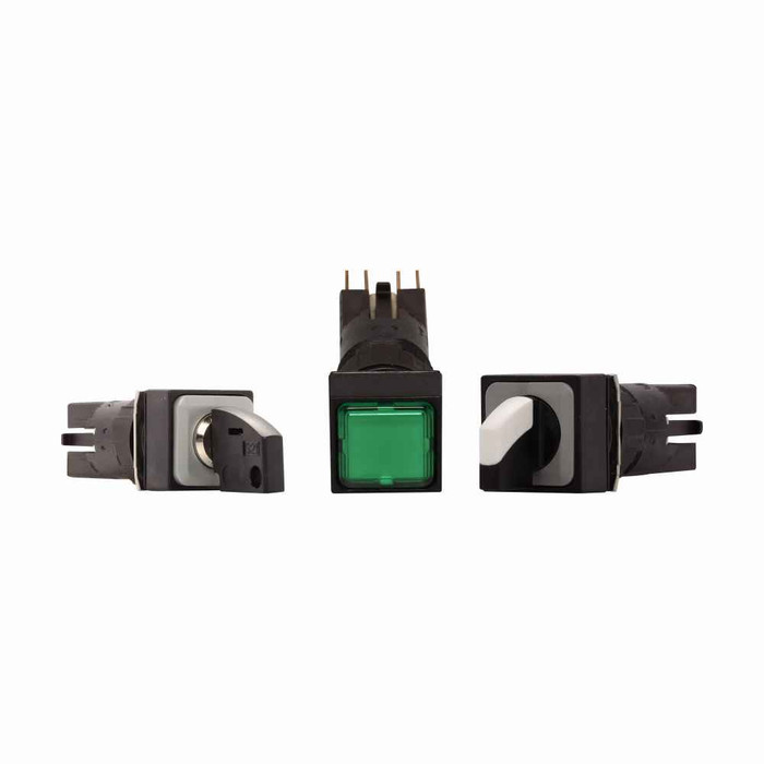 Eaton Q25S3-BL 16.2 mm Pushbutton Key Operated Switch, 25 x 25 mm faceplate, Non-illuminated, Blue, Three-position, Momentary