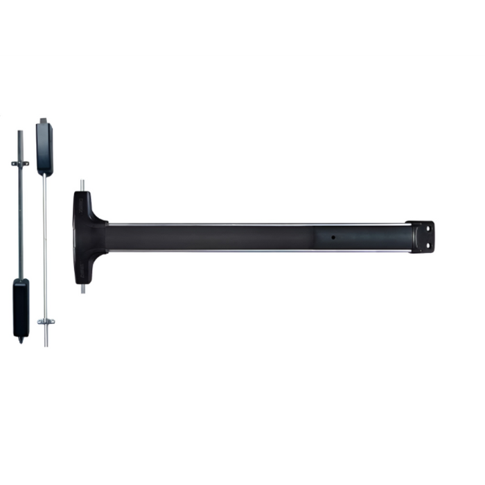 Detex V5003WSxNS/V5103WSxNS Value Series Narrow Stile Surface Vertical Rod Exit Device with Key Retracts Latch Cylinder Trim