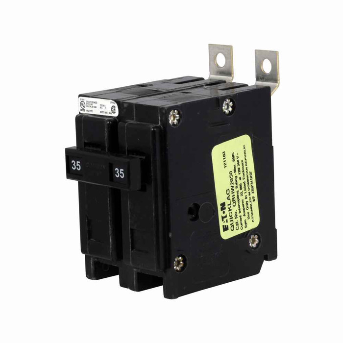 Eaton QBHW2035V Quicklag Industrial Thermal-Magnetic Circuit Breaker, 35A, QBHW type, 22 kAIC, Two-pole, Non-Interchangeable, 120/240V, 50° C Calibration
