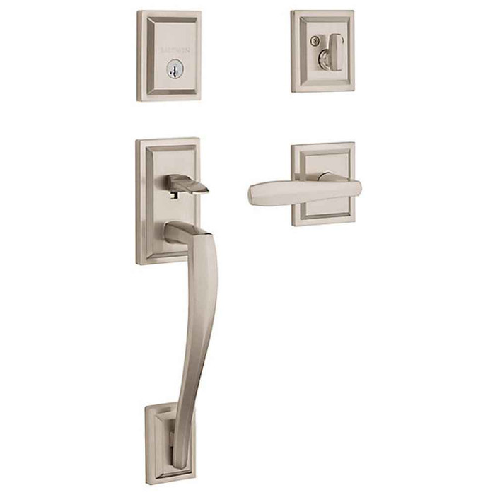 Baldwin Baldwin Prestige Torrey Pines Sectional Single Cylinder Handleset and Torrey Lever and Square Bevel Interior Rose BAL-TPH