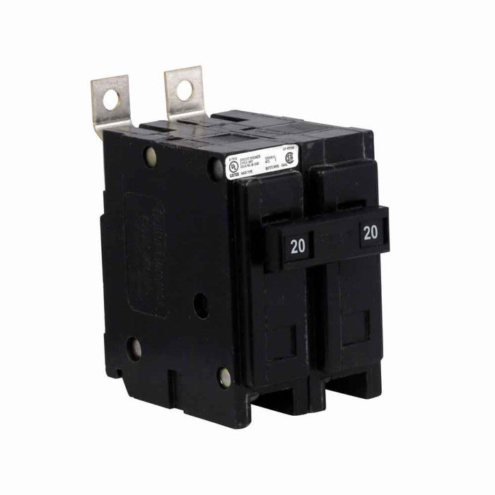 Eaton QBHW2020V Quicklag Industrial Thermal-Magnetic Circuit Breaker, 20A, QBHW type, 22 kAIC, Two-pole, Non-Interchangeable, 120/240V, 50° C Calibration