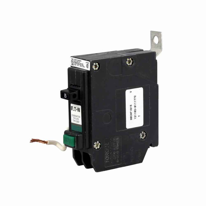 Eaton QBCAF1015 QB AFCI circuit breaker, Type QBCAF 1-inch Circuit Interrupter, Single-pole, 120/240V, 10 kAIC, Combination AFCI, 15A