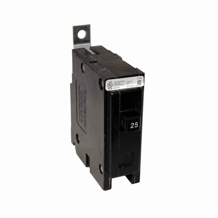 Eaton QBHW1025FV Quicklag Industrial Thermal-Magnetic Circuit Breaker, 25A, QBHW type, 22 kAIC, Single-pole, Non-Interchangeable, 120/240V, 50° C Calibration