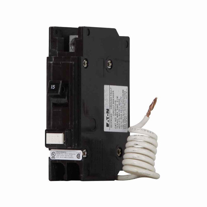 Eaton QCGFT1020V Type QC Ground fault breaker, 5MA GF Breaker 20A /1 Pole 120/240V, 10KAIC, Ground fault Protection 5 mA
