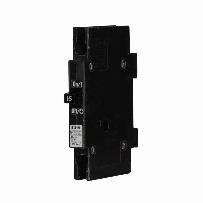 Eaton QCRH1015TV Quicklag Type QCRH Industrial Thermal-Magnetic Circuit Breaker,Industrial circuit breaker,50° C Calibration,15 A,22 kAIC,Single-pole,120/240 V,Thermal-magnetic,Cable-in/cable-out,QCRH,Ring or spade lug terminals