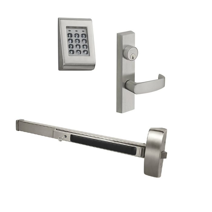 Sargent KP-8800 Series - (8877) Standalone Keypad Rim Exit Device with Cylinder Override, Heavy Duty, Wide Stile
