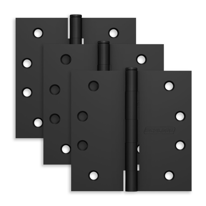 Schlage Residential Pack of Three 4" x 4" Square Corner Plain Bearing Mortise Hinges