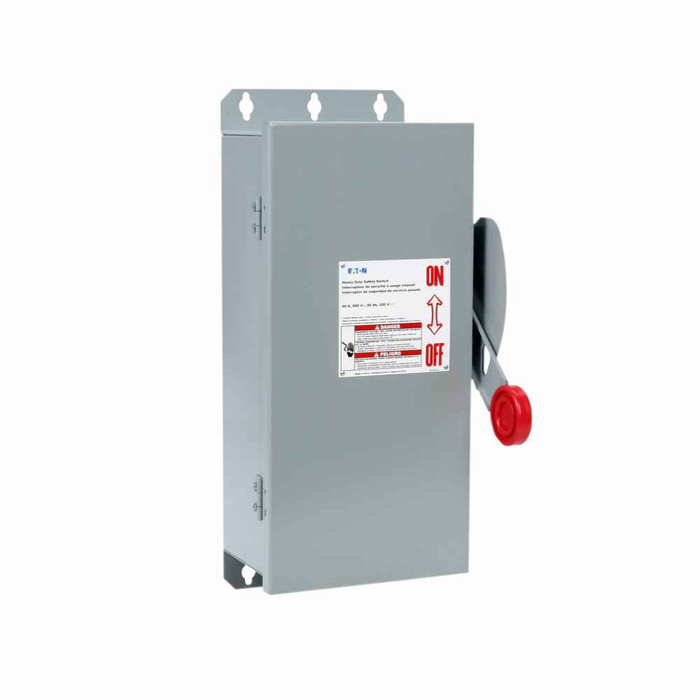 Eaton DH222FDK Heavy duty single-throw fused safety switch, Enhanced visible blade, 60 A, NEMA 12/3R, Class H, Two-pole, Two-wire, 240 V, Max Hp: 3, 7.5 hp/10, 15 hp/10 hp (1,3PH @ Std fuse/time delay/250 Vdc), #14-#2 Cu/Al